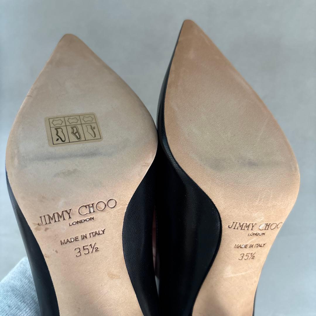 JIMMY CHOO ブラックレザー ハイヒール　セレモニー