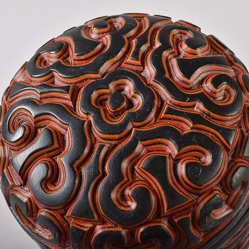 ぶりぶり　中国　堆朱　堆黒 　倶利雕　棗　十点　時代箱付　F　R8377B