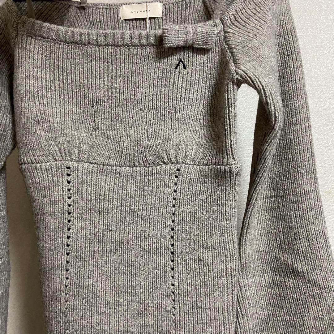 トップス andmary Baby ribbon knit tops gray