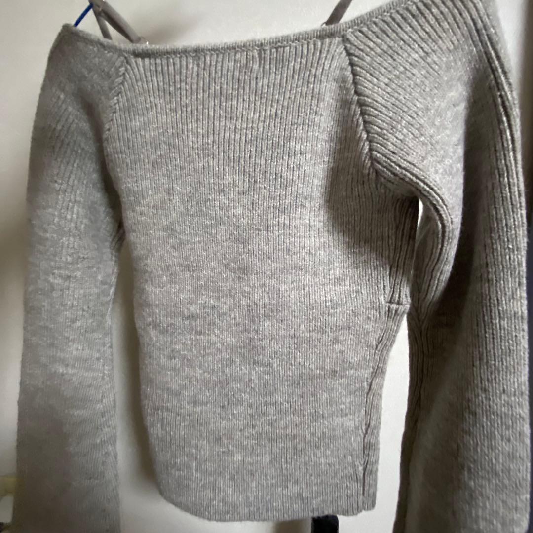 トップス andmary Baby ribbon knit tops gray
