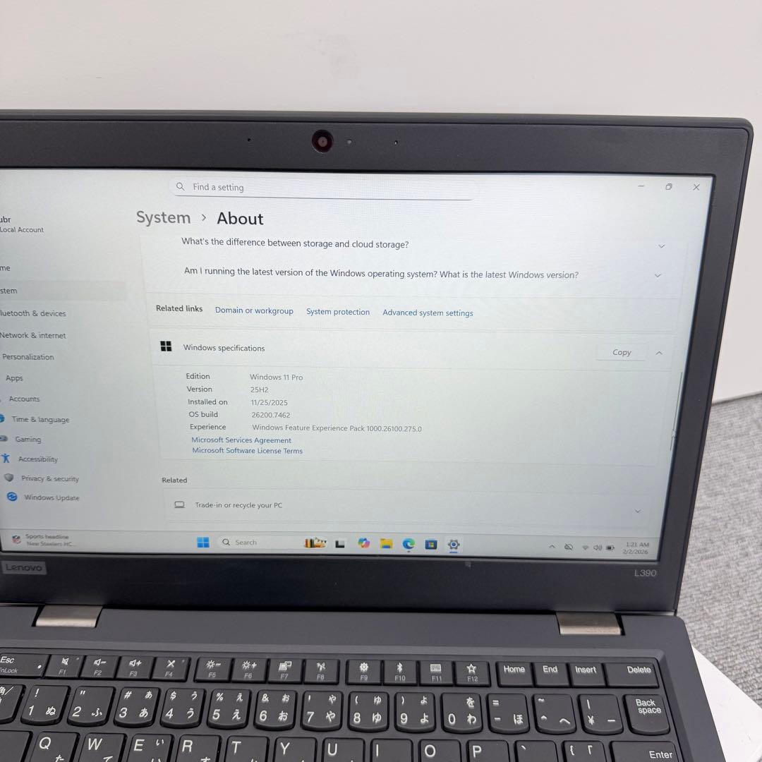Windowsノート本体 Lenovo ThinkPad L390 8GB / SSD 256GB