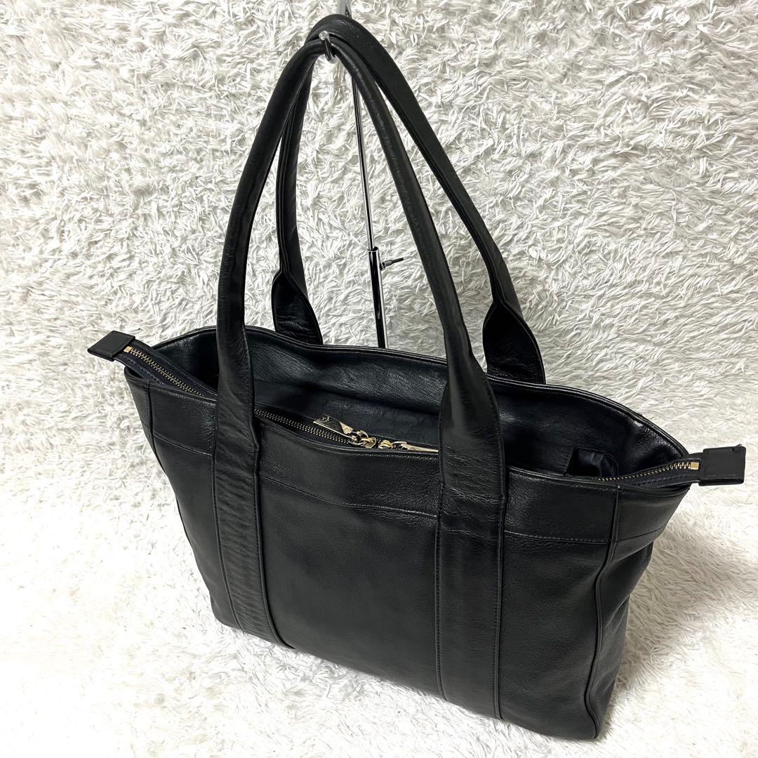✨美品✨アニアリ レザー トートバッグ ビジネスバッグ カモフラ 黒 A4可