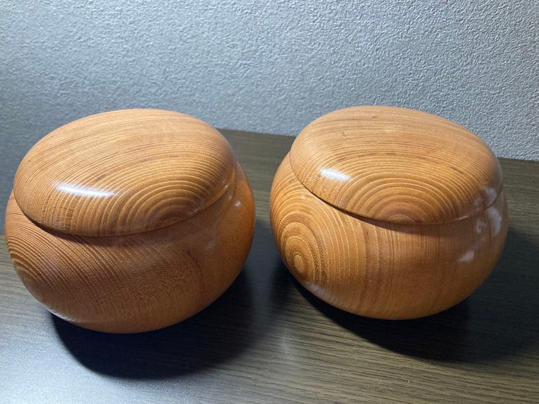 【美品】【再値下げ】　蛤碁石181個　那智黒石182個　35号　欅碁笥セット