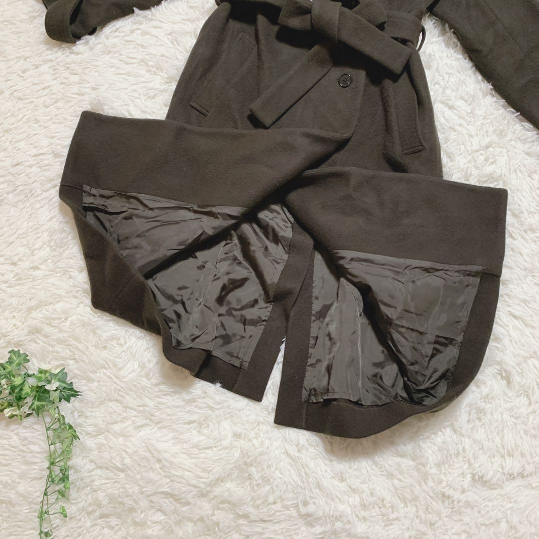 ユナイテッドトウキョウ　ロングコート　日本製　ウール混　ベルト付　ビッグカラー茶