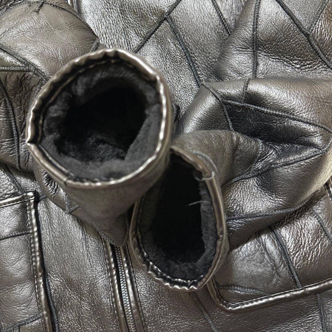 BOLINI ムートンジャケット　シープスキン　リアルムートン　パッチワーク柄