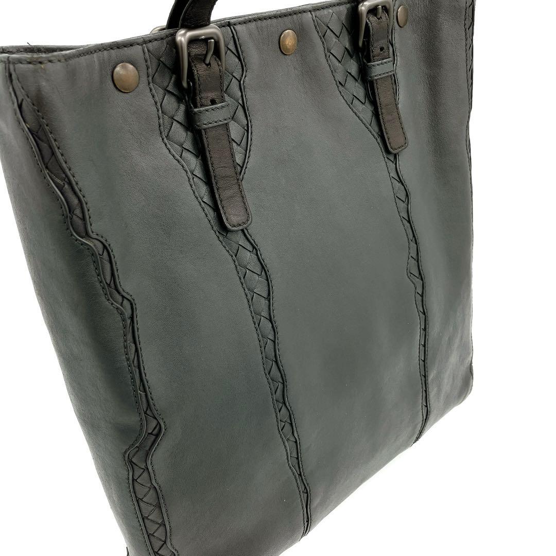 【BOTTEGA VENETA】トートバッグ　イントレチャート　ダークグレー