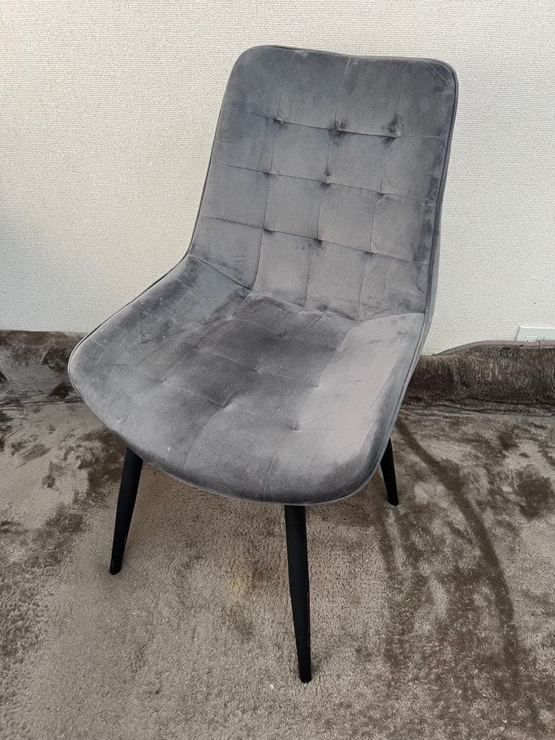 ベロア調 ダイニングチェア ダークグレー