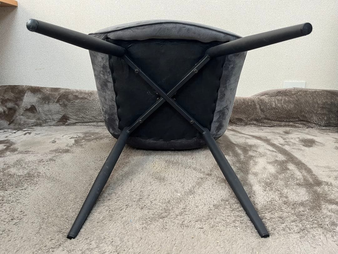 ベロア調 ダイニングチェア ダークグレー