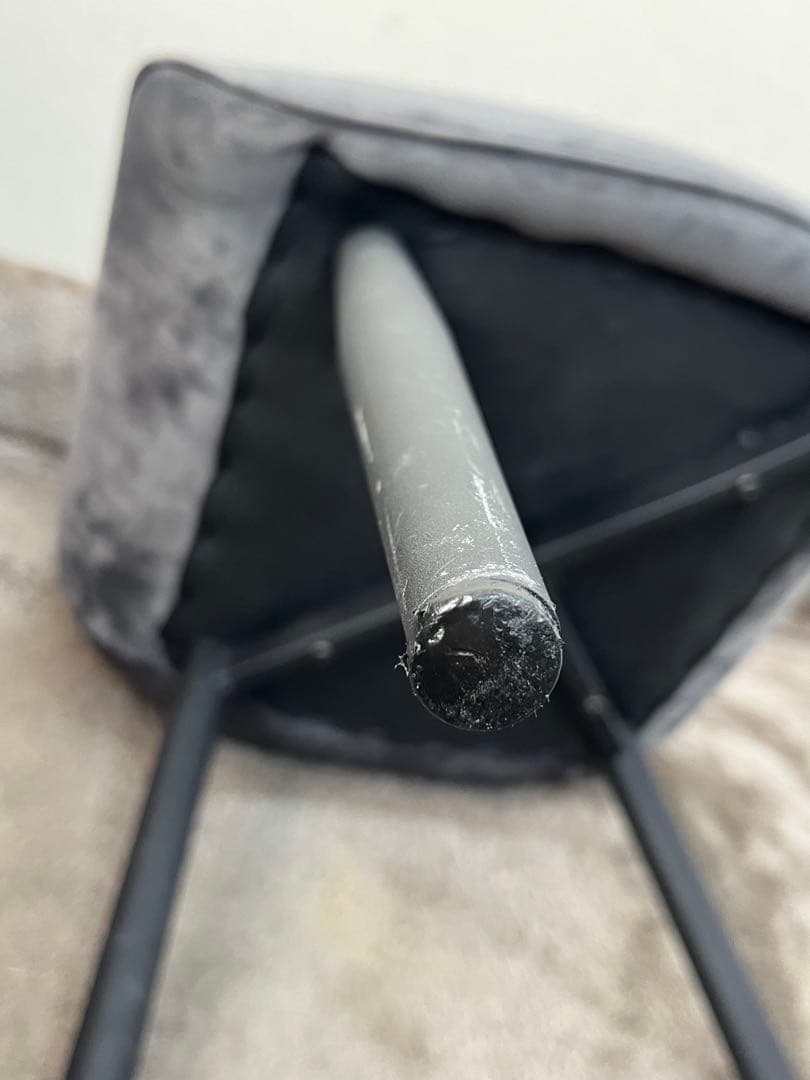 ベロア調 ダイニングチェア ダークグレー