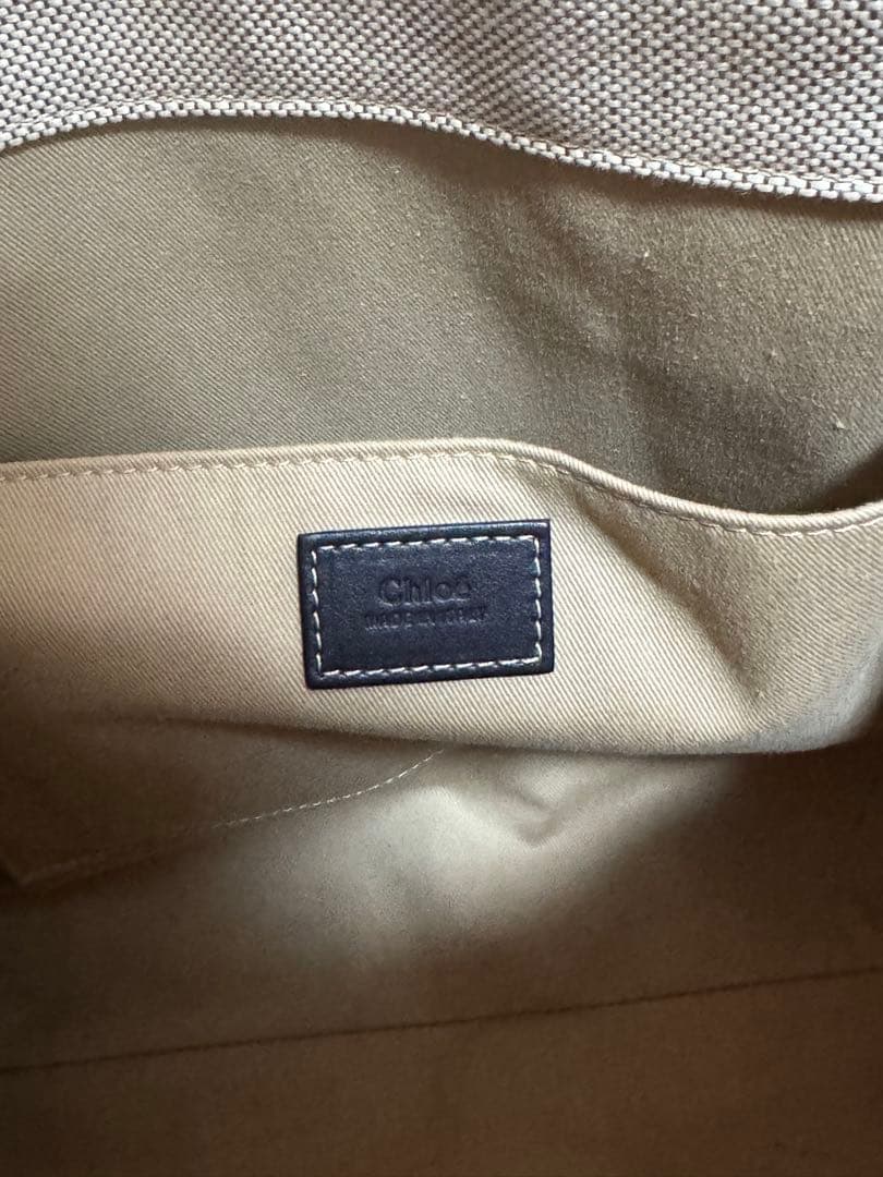 Chloé Woody Medium Tote Bag White Blue