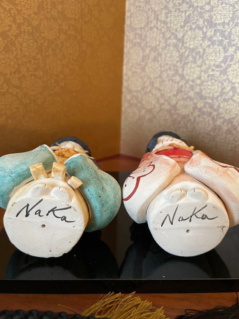 ◉ りんご！新品　ナカドール市松人形　端午の節句 雛人形　台座　屏風付き