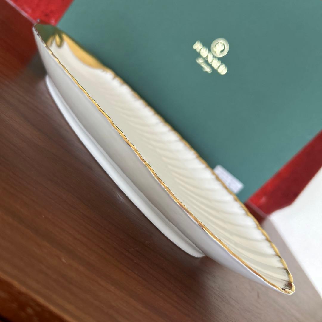 新品RAYNAUD レイノーシェルデザインオーバルプレート金縁