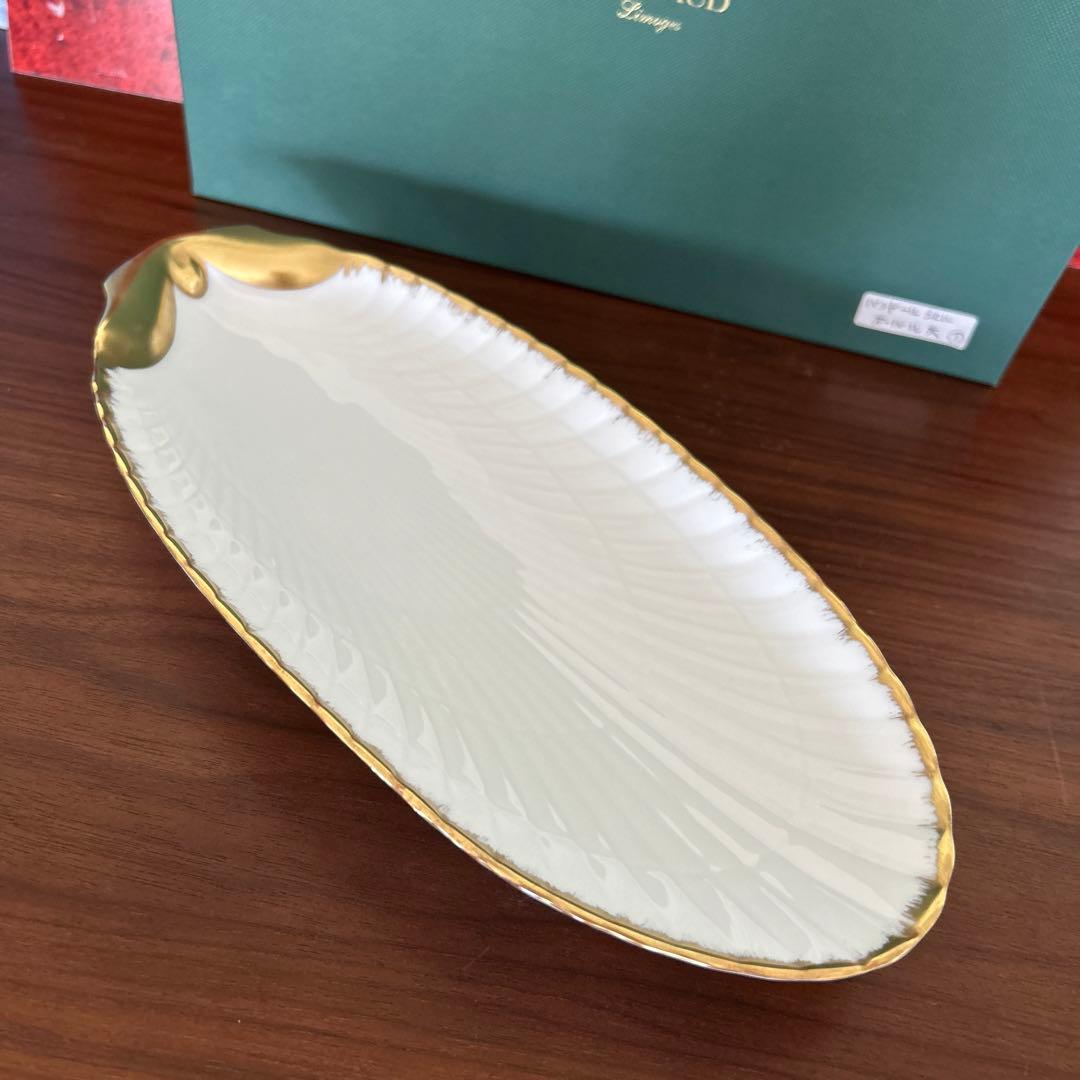 新品RAYNAUD レイノーシェルデザインオーバルプレート金縁