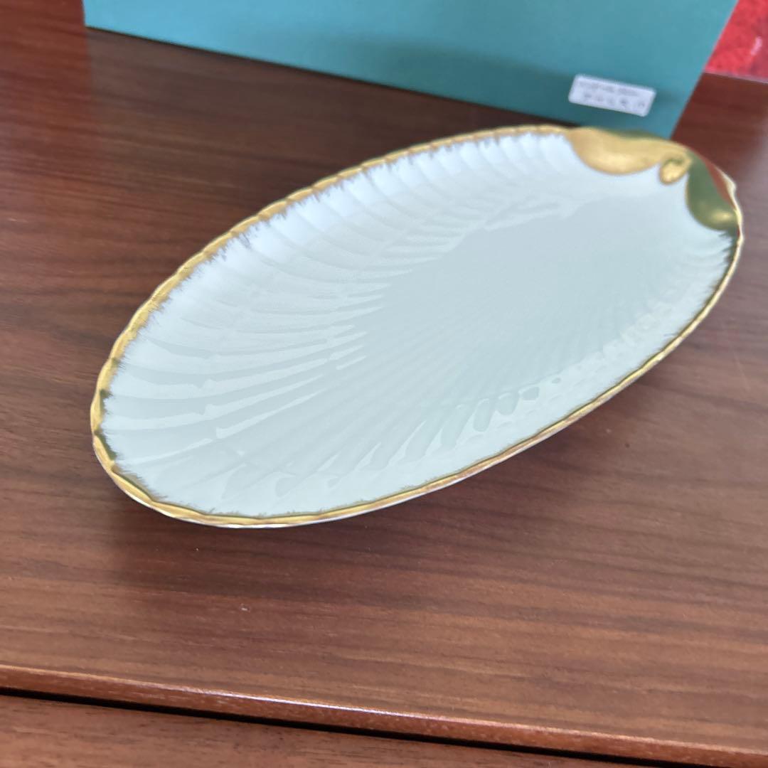 新品RAYNAUD レイノーシェルデザインオーバルプレート金縁