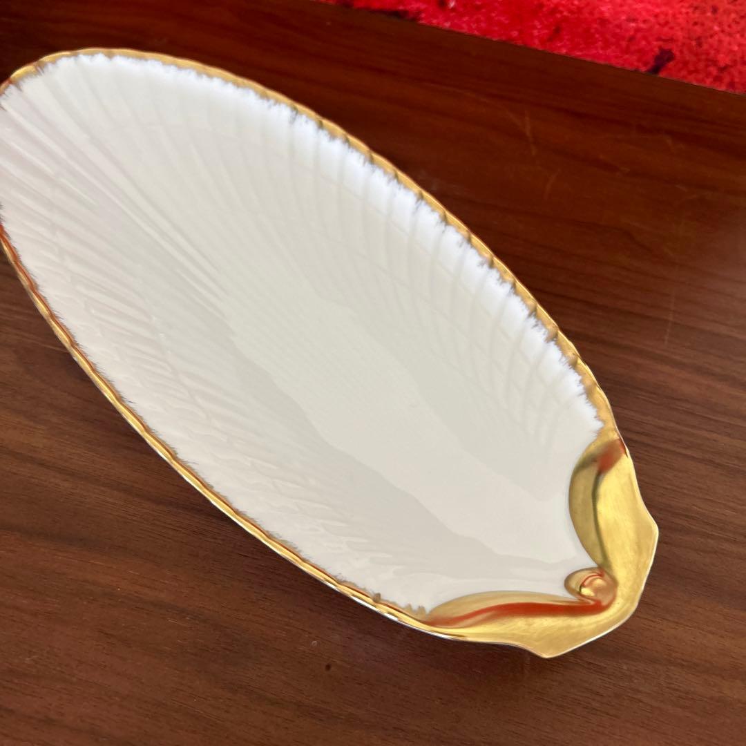 新品RAYNAUD レイノーシェルデザインオーバルプレート金縁