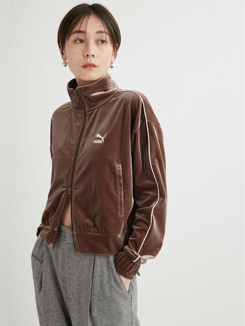 PUMA emmi ベロアジャージ ブラウン