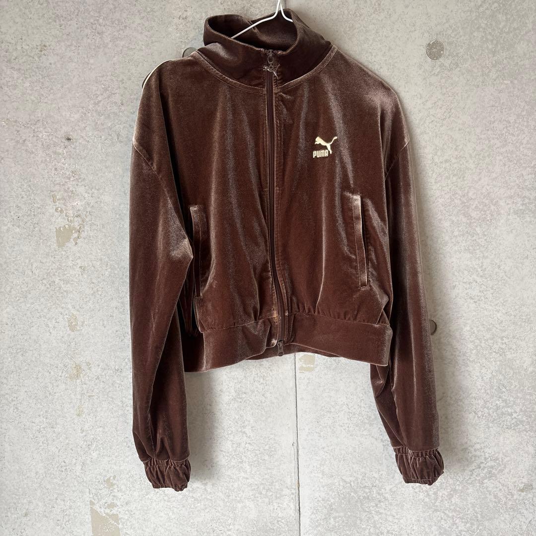 PUMA emmi ベロアジャージ ブラウン