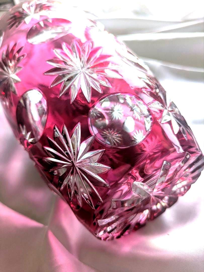 【新品未使用】PARKA CRYSTAL ピンク花瓶 クリスタル製
