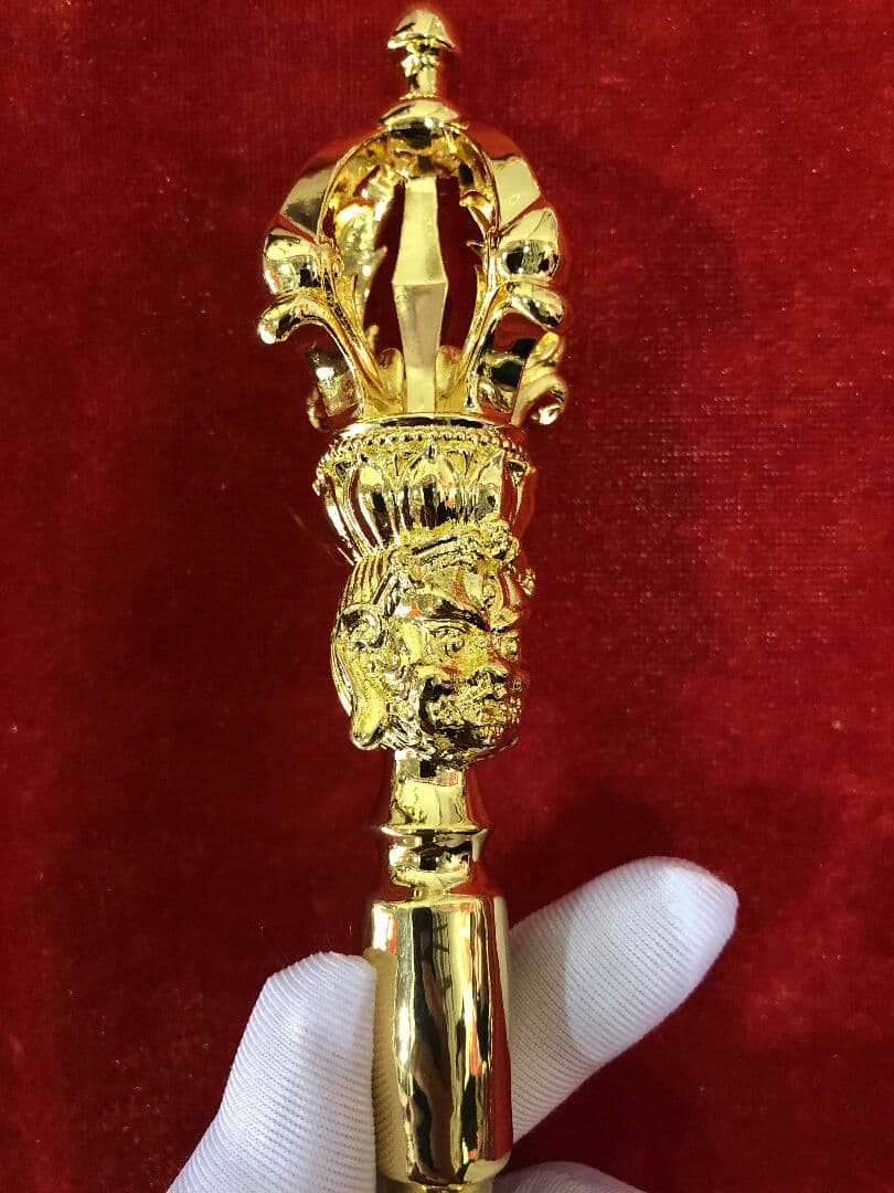 【修縁堂】仏教法器 川派穢迹金剛杵 五鈷杵 密教法具 真鍮製 vajra23cm