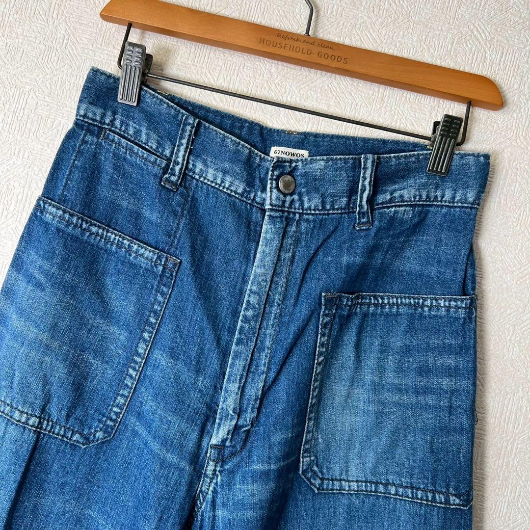 67NOWOS ワイドデニムパンツ カットオフ フレア