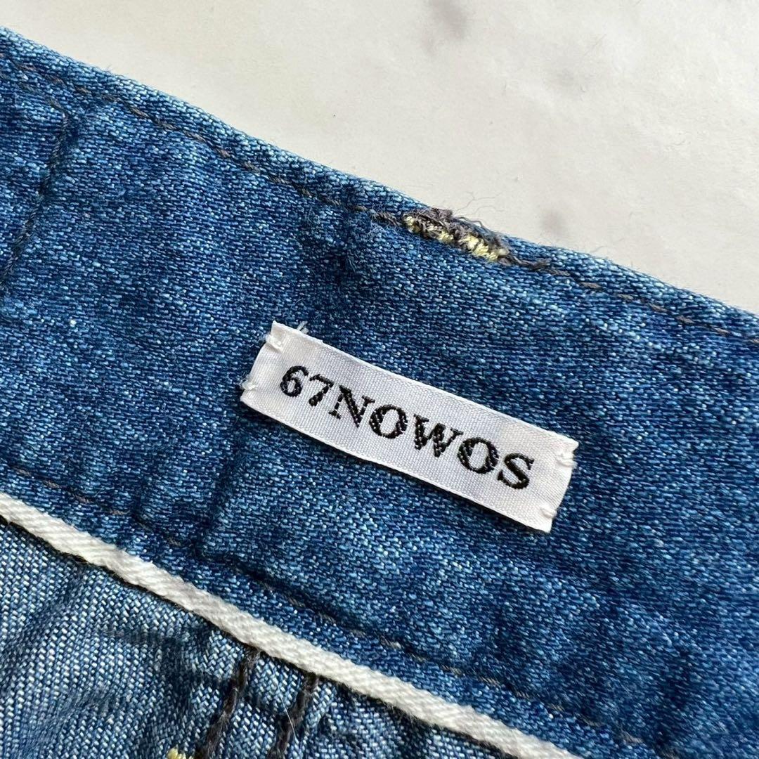 67NOWOS ワイドデニムパンツ カットオフ フレア
