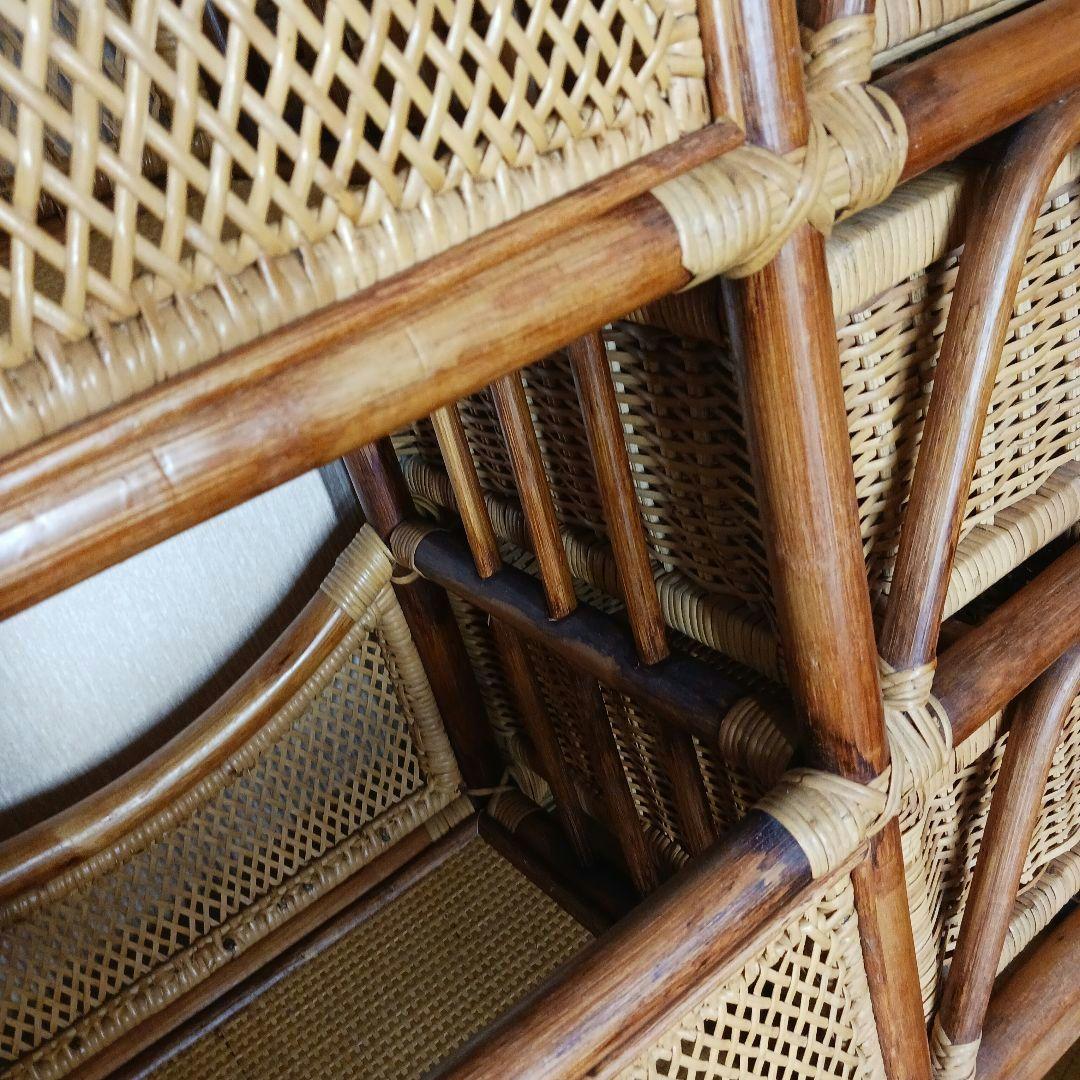 ラタン製 3段引き出しチェスト　オープンシェルフ　キャスター付き