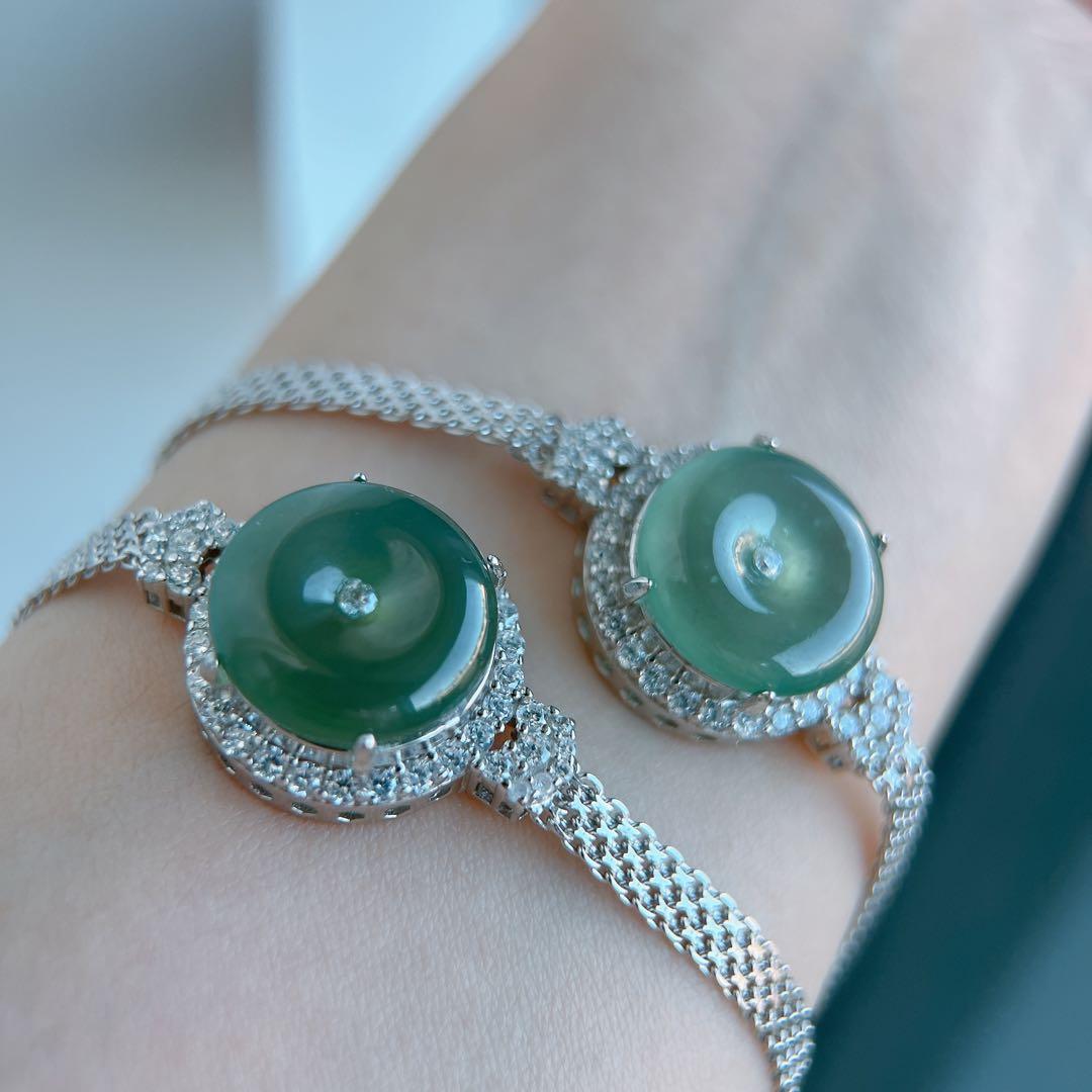 天然ミャンマー産本翡翠 平安扣ブレスレット