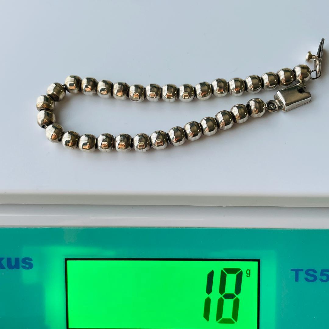 ビンテージシルバー925 ボール ビーズブレスレット メキシコ製 メンズ 希少