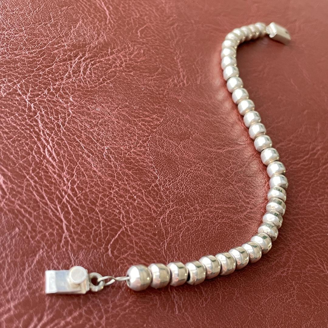 ビンテージシルバー925 ボール ビーズブレスレット メキシコ製 メンズ 希少