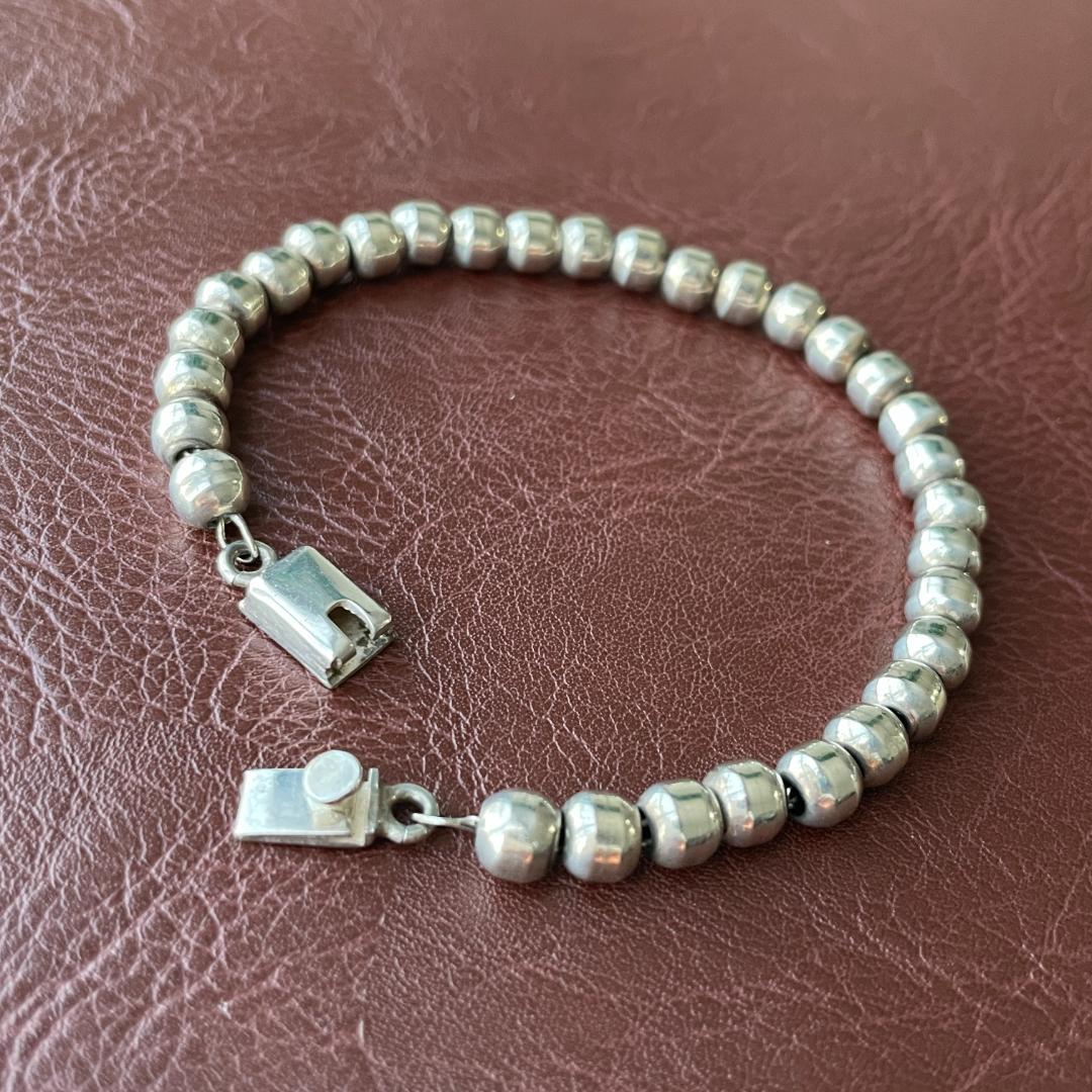 ビンテージシルバー925 ボール ビーズブレスレット メキシコ製 メンズ 希少