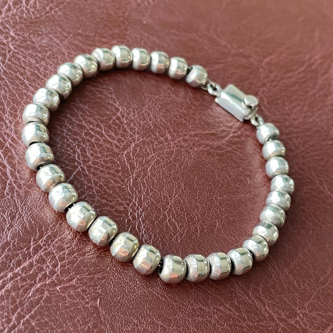 ビンテージシルバー925 ボール ビーズブレスレット メキシコ製 メンズ 希少