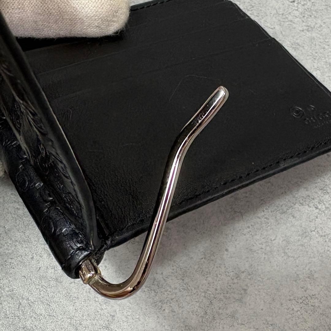 【美品】GUCCI マイクロシマ GG柄 マネークリップ ブラック レザー