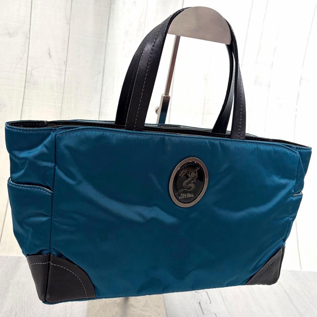 非売品 ジャンポール ゴルチエ ドラゴン カメオ ハンドバッグ ブルー ブラック