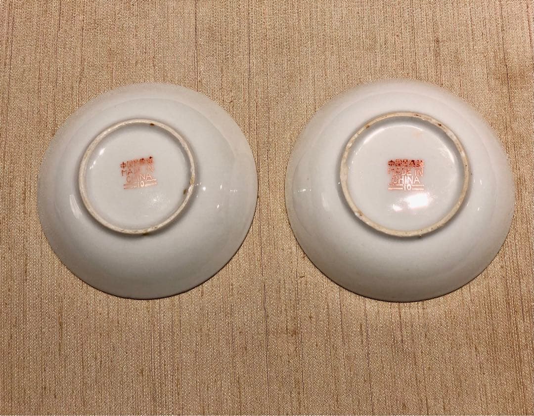 【希少蔵品】景德鎮手描き食器　萬壽無疆柄　お碗＆ソーサー＆レンゲ　6点セット