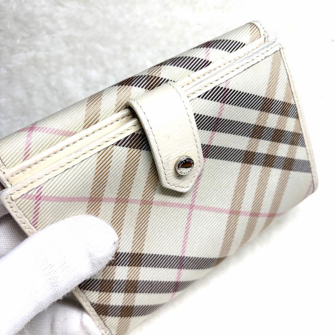 ✨美品 BURBERRY 折り財布 ノバチェック キャンバス レザー アイボリー