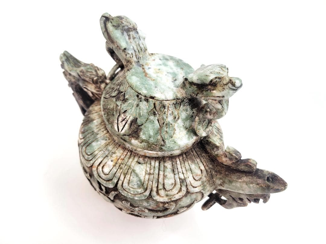 玉石製　玉彫 獣尊酒器 時代物 極細工 手彫り 置物 賞物 中国古美術 蔵出