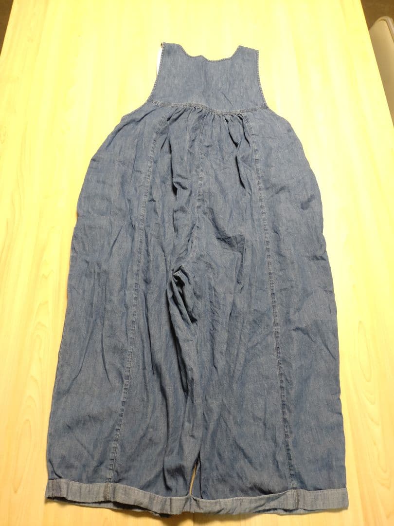 nest robe コットンリネンダンガリータックギャザーサロペット　ブルー