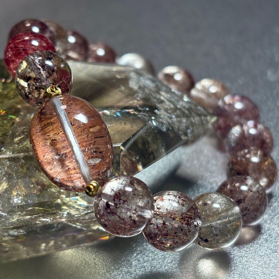 極上　ガーデンヘマタイトインクォーツ＆ガーデンルチル　ブレスレット