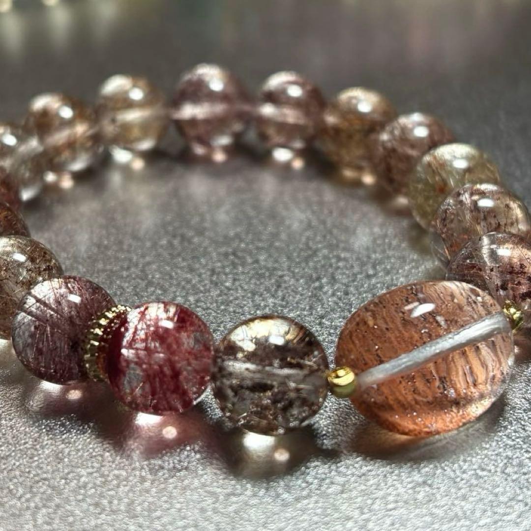 極上　ガーデンヘマタイトインクォーツ＆ガーデンルチル　ブレスレット