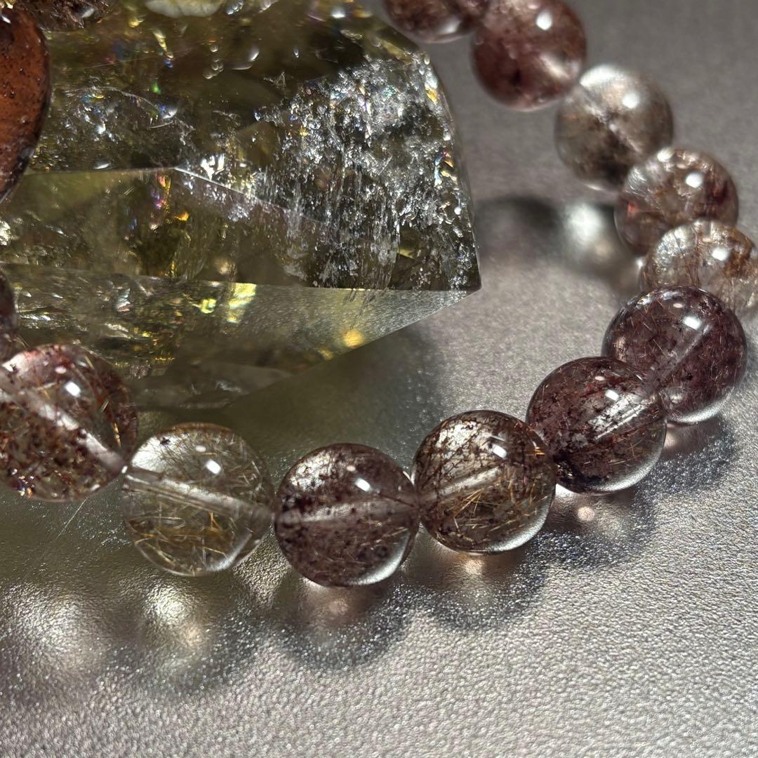 極上　ガーデンヘマタイトインクォーツ＆ガーデンルチル　ブレスレット