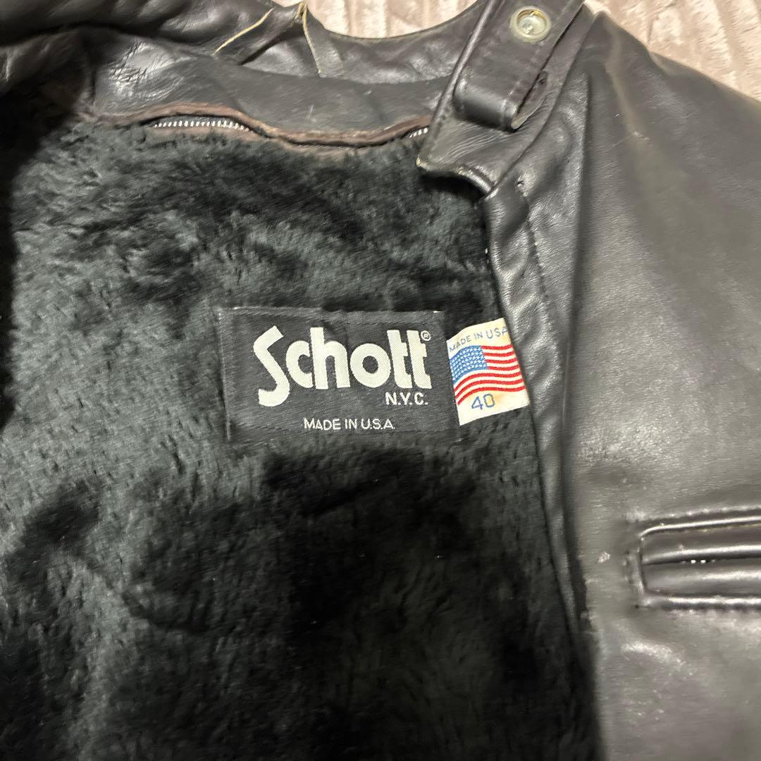 90年代 Schott USA製のシングルライダース系レザージャケット