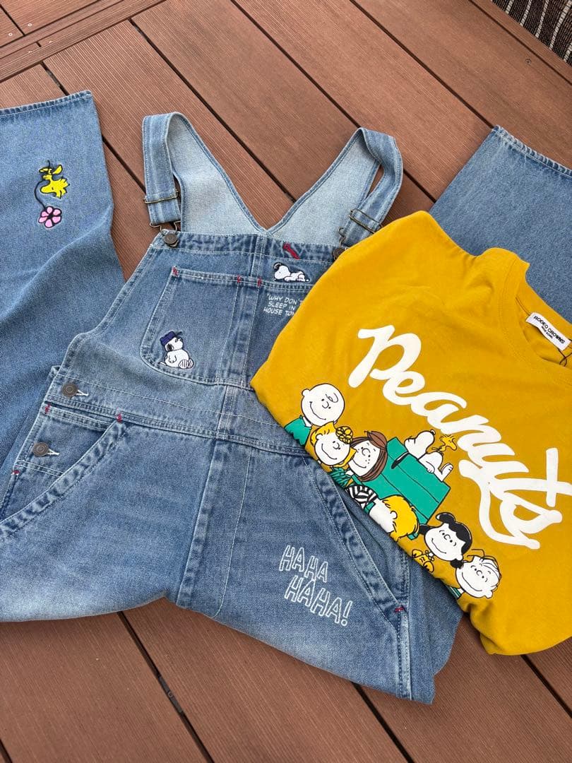 ロデオクラウンズ　スヌーピ　オーバーオールとロンT 2点セット新品