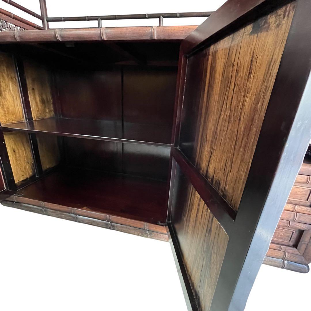 最高級 大阪唐木指物 紫檀 茶棚 茶箪笥 飾り棚 サイドボード キャビネット