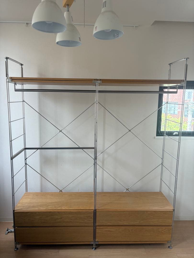 無印良品 ステンレスユニットシェルフ・オーク材 ・ワードローブセット