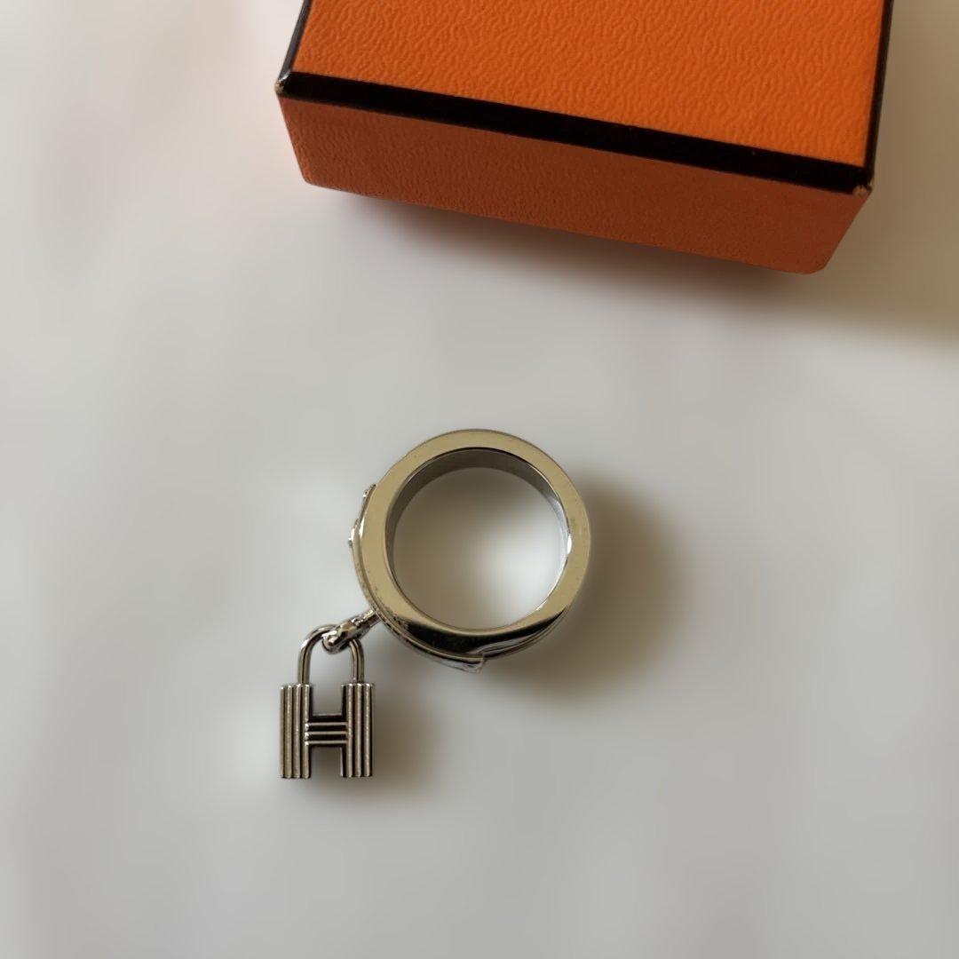 HERMES エルメス スカーフリング ケリー シルバー ブラック
