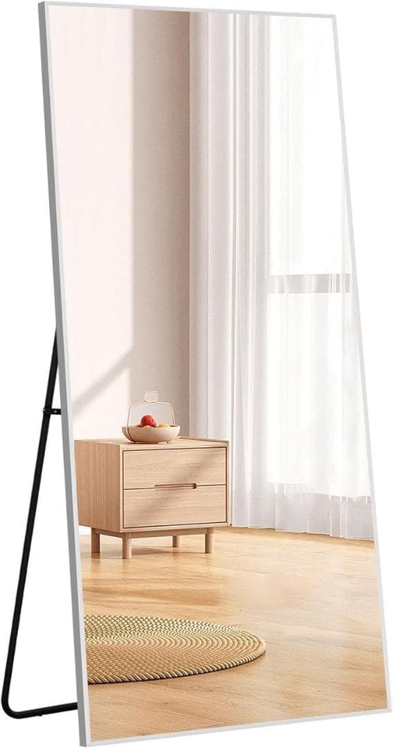 全身鏡 姿見鏡 スタンドミラー アルミ 飛散防止 170*70CM ホワイト