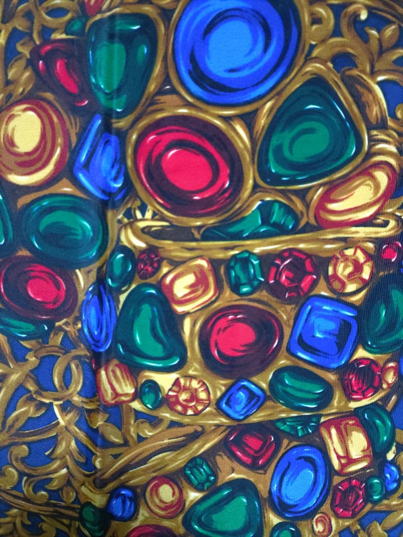 ［ゆな］シャネル CHANEL青色 宝石模様 スカーフ 約85cm