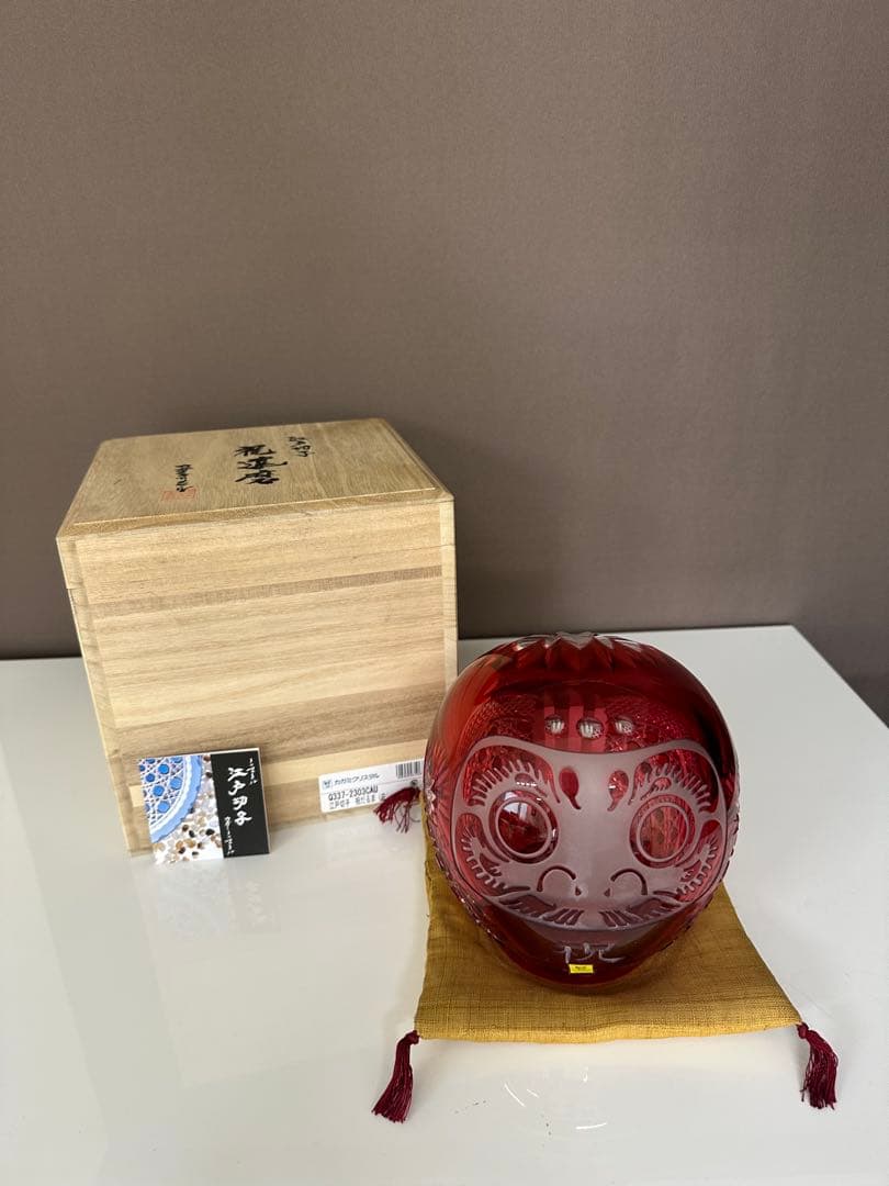 カガミクリスタル　江戸切子　祝だるま（中）美品