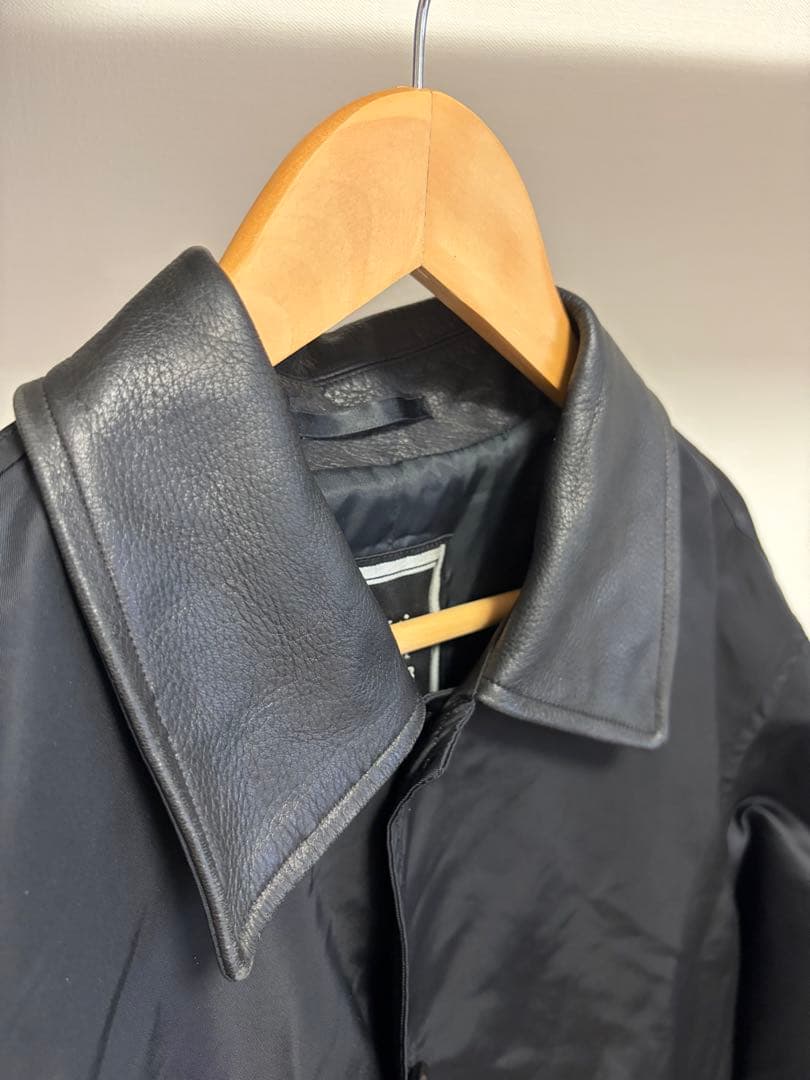 christian dior monsieur 襟レザー　ステンカラーコート