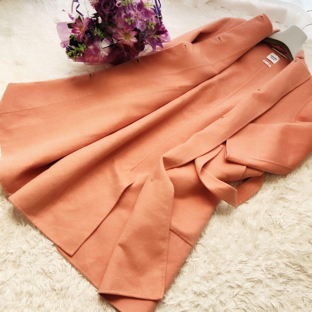 極美品　HERMESエルメス　ダブルフェイス　コート　ロング　さくらピンク